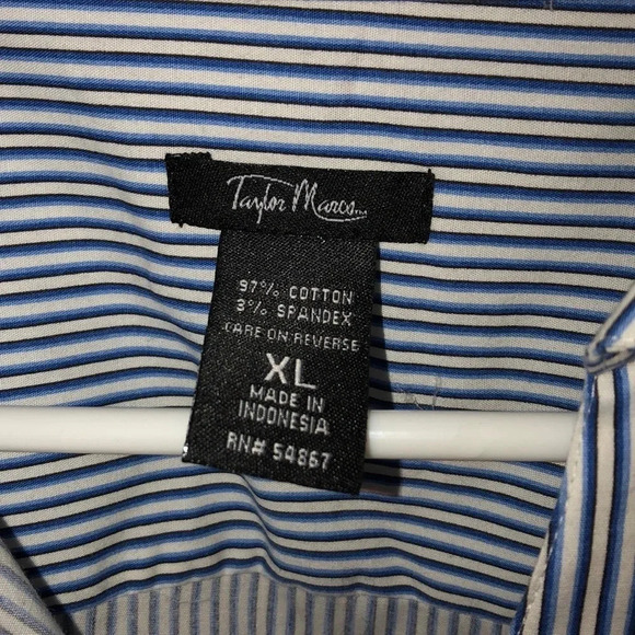 TAYLOR MARCS EUC WOMENS BLUE WHITE BLOUSE TOP SHIRT CASUAL SUMMER WORK SIZE XL - Picture 5 of 6